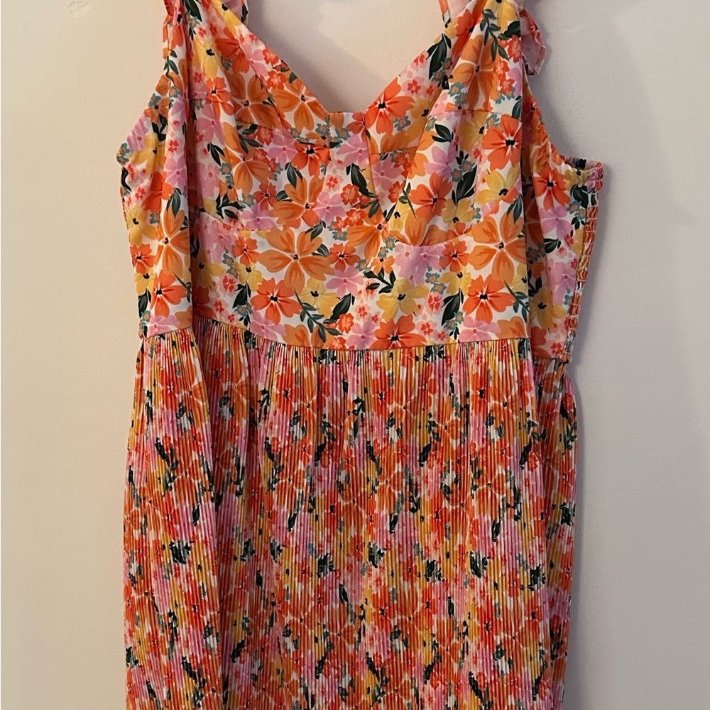 Floral Casual Dress Sundress- Pink and Orange